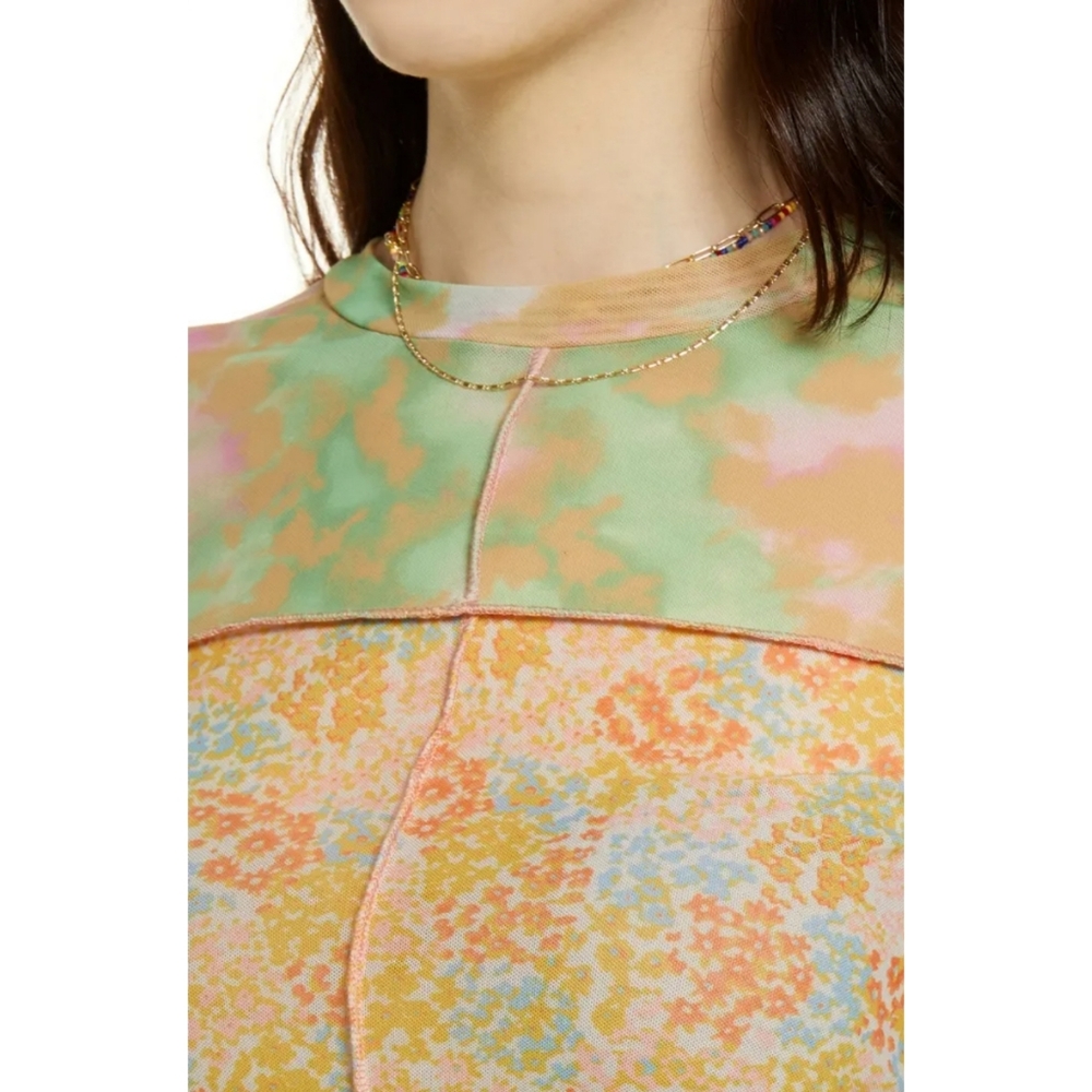 BP Pink Multi Patchwork Mesh Top - Picture 3 of 5